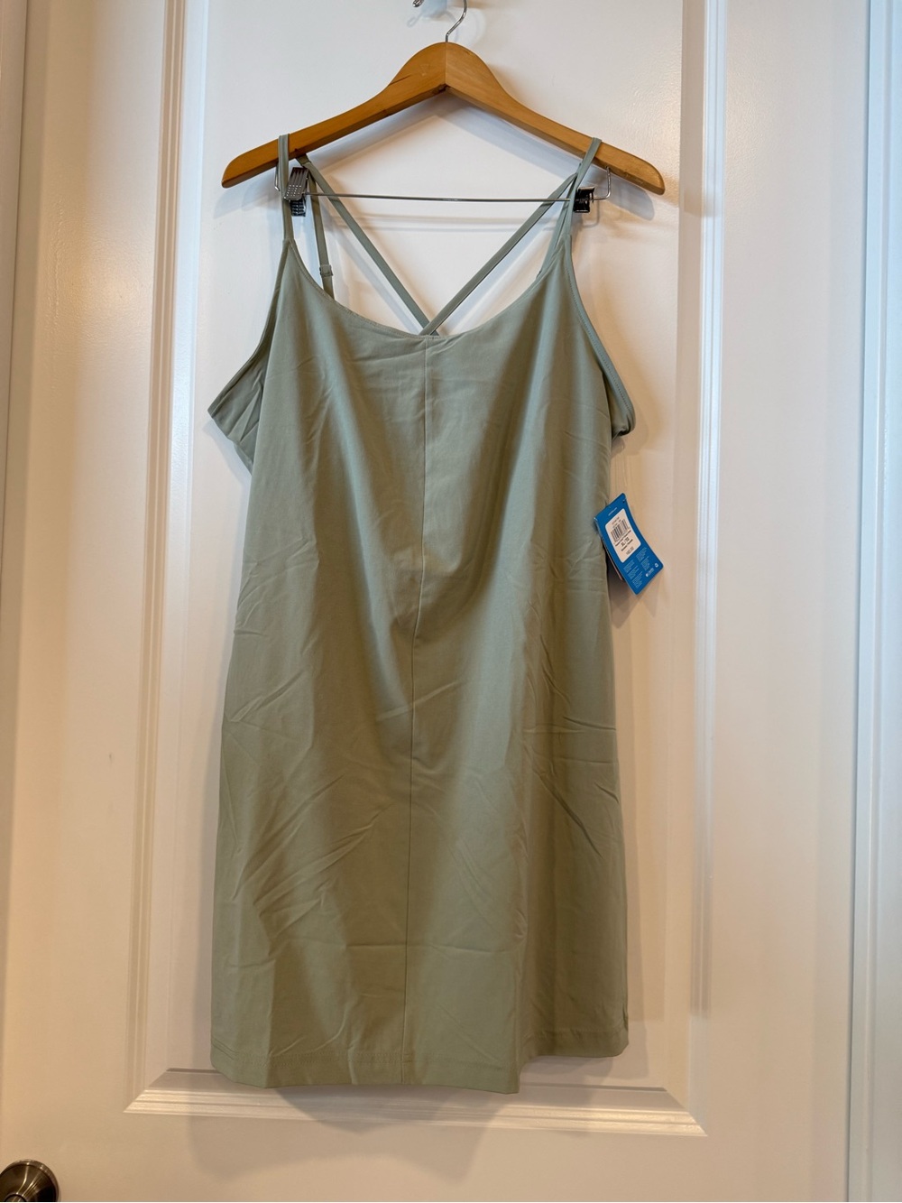 Columbia Sage Green Slip Dress with Crisscross Back Straps